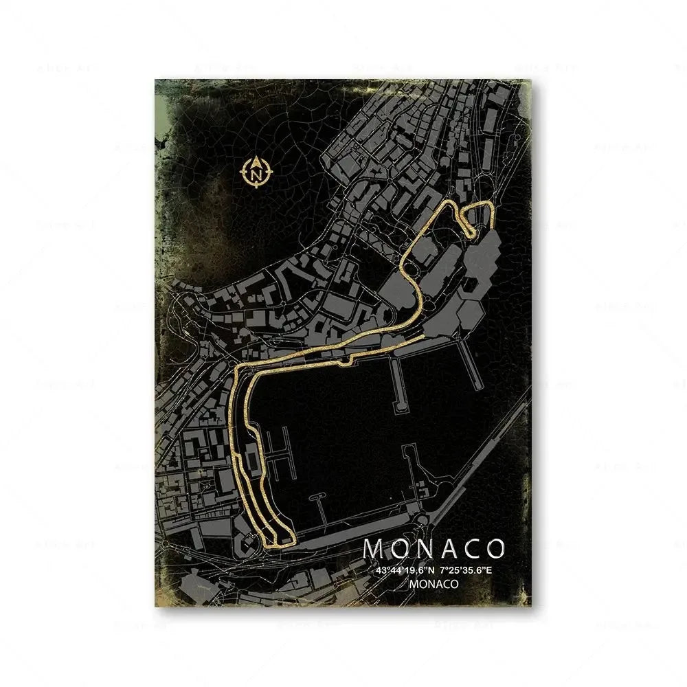 Racing Circuit Canvas Wall Art Poster - Monaco & Spa