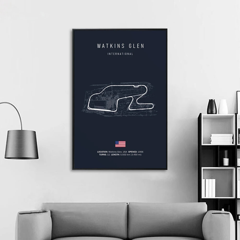 Racing Circuit Canvas Wall Art Poster