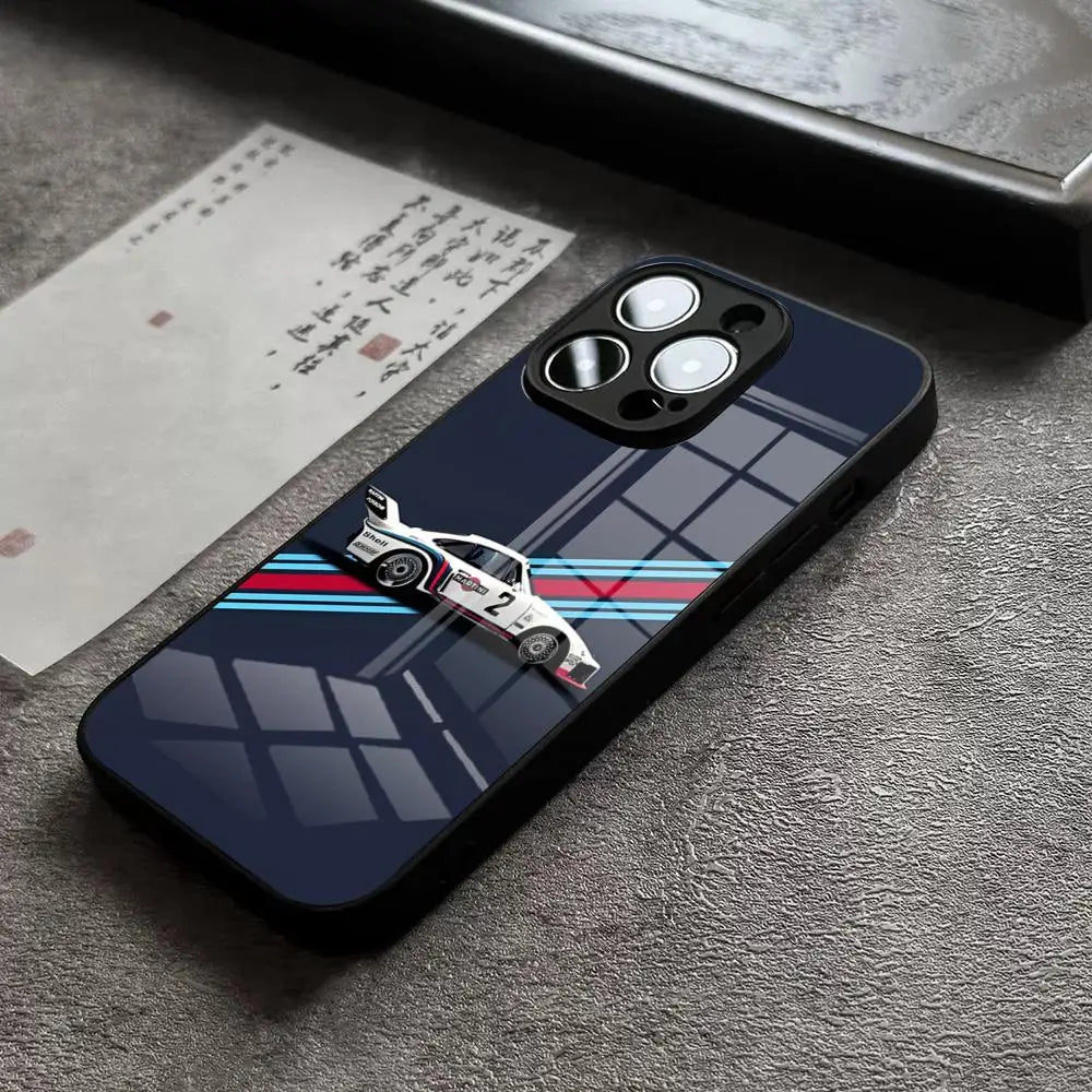 Racing Stripe Protective Phone Case - Glass Back
