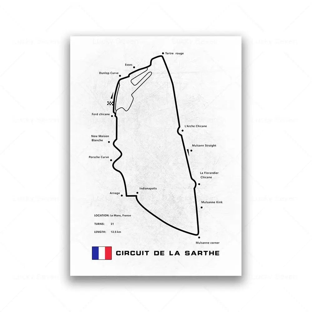 Minimalist Circuit Map Canvas Print - Unframed