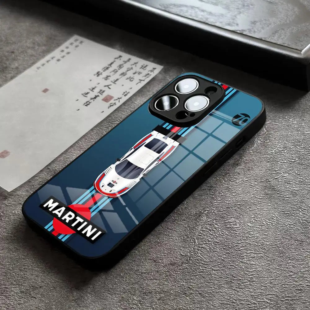 Racing Stripe Protective Phone Case - Glass Back