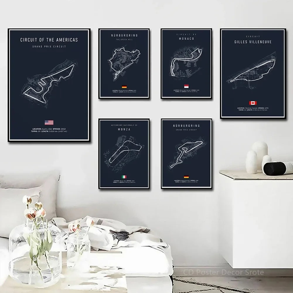 Racing Circuit Canvas Wall Art Poster - Imola & Monaco