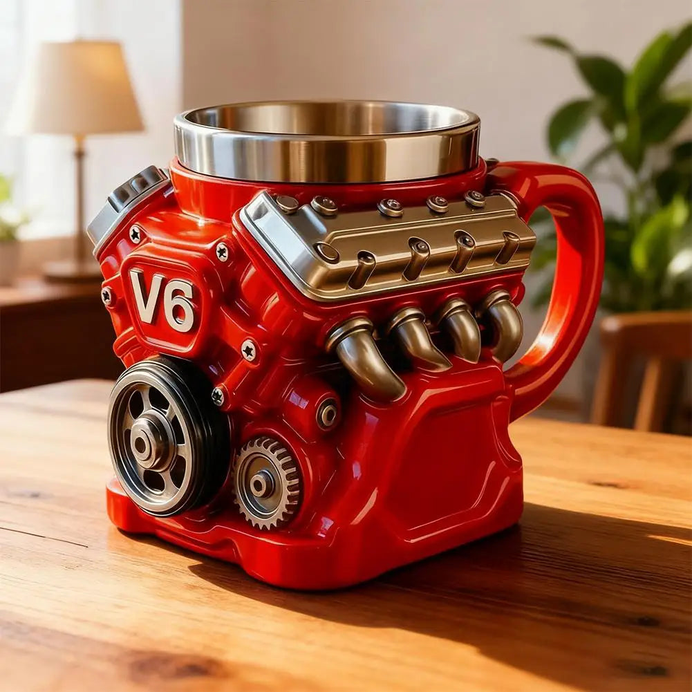 V8 Engine Stainless Steel Coffee Mug