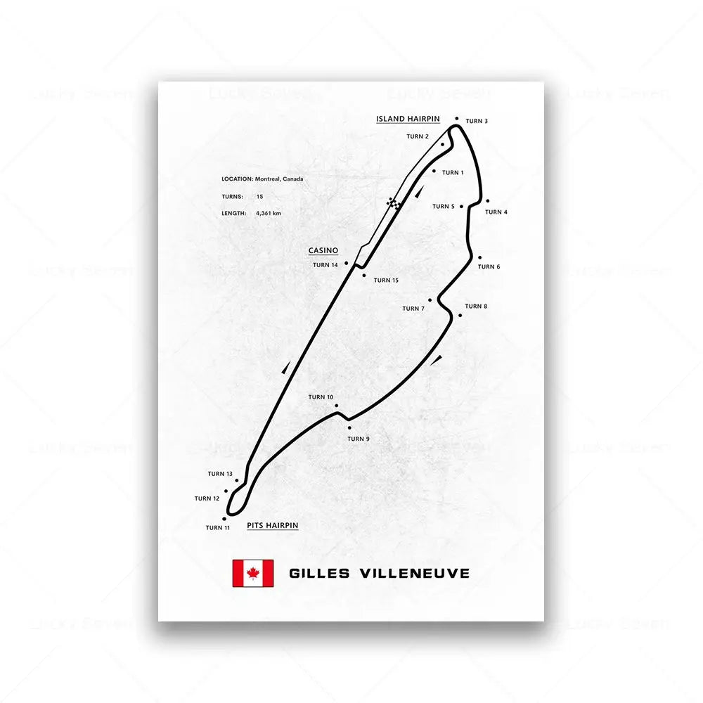 Minimalist Circuit Map Canvas Print - Unframed