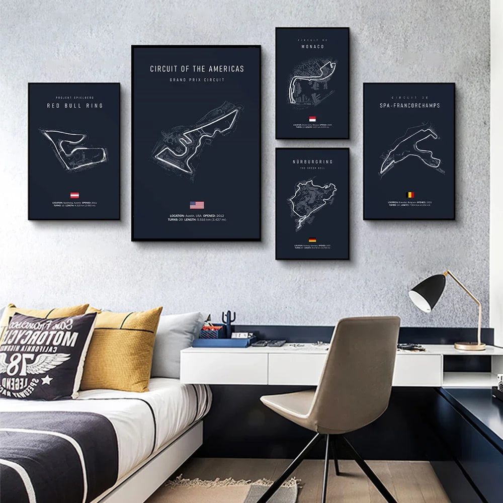 Racing Circuit Canvas Wall Art Poster