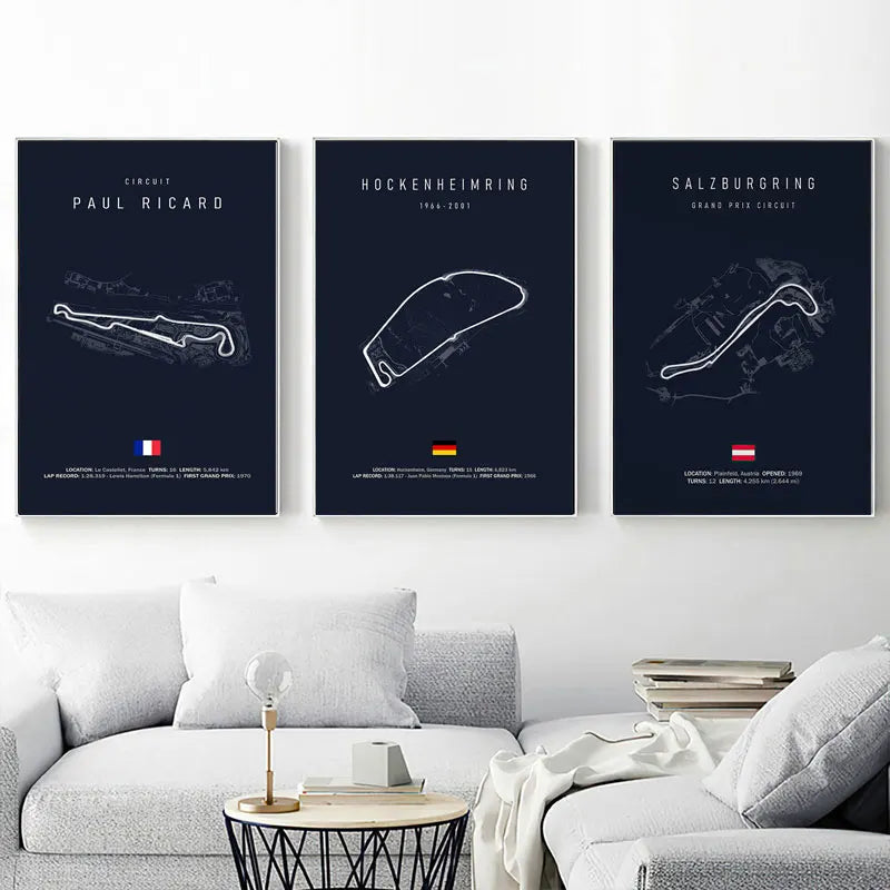 Racing Circuit Canvas Wall Art Poster - Imola & Monaco