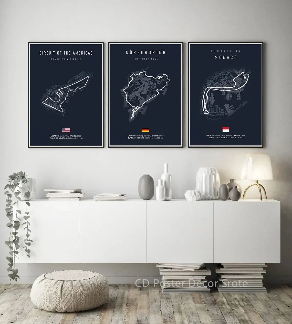 Racing Circuit Canvas Wall Art Poster - Imola & Monaco