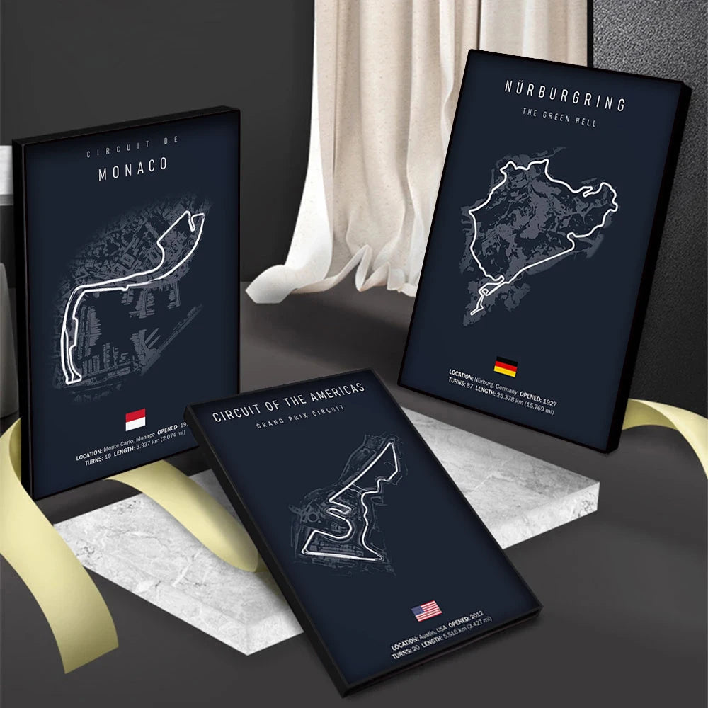 Racing Circuit Canvas Wall Art Poster - Imola & Monaco