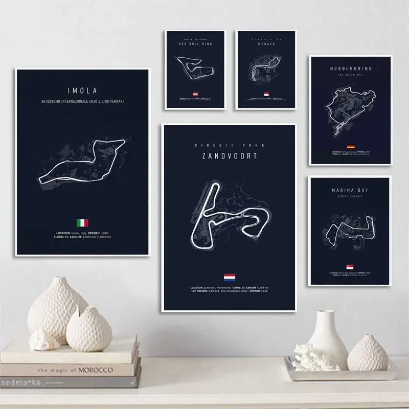 Racing Circuit Canvas Wall Art Poster - Imola & Monaco