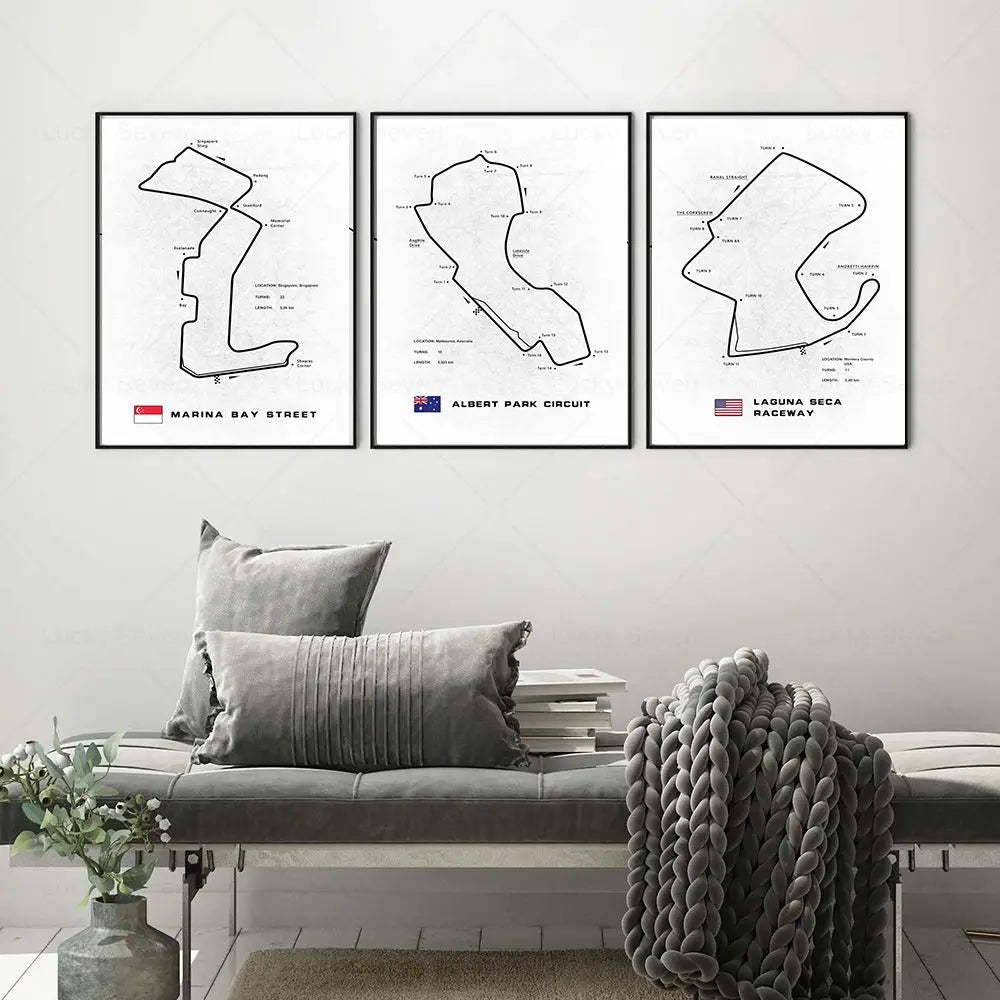 Minimalist Circuit Map Canvas Print - Unframed