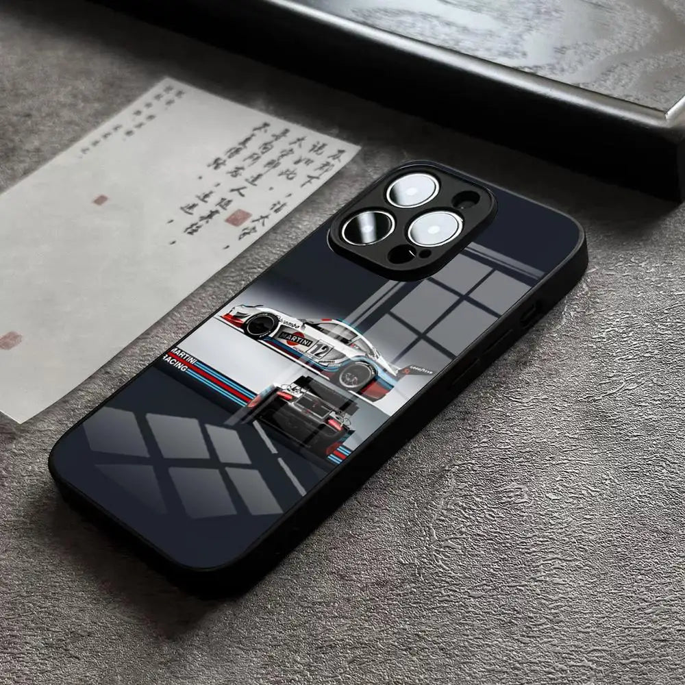 Racing Stripe Protective Phone Case - Glass Back