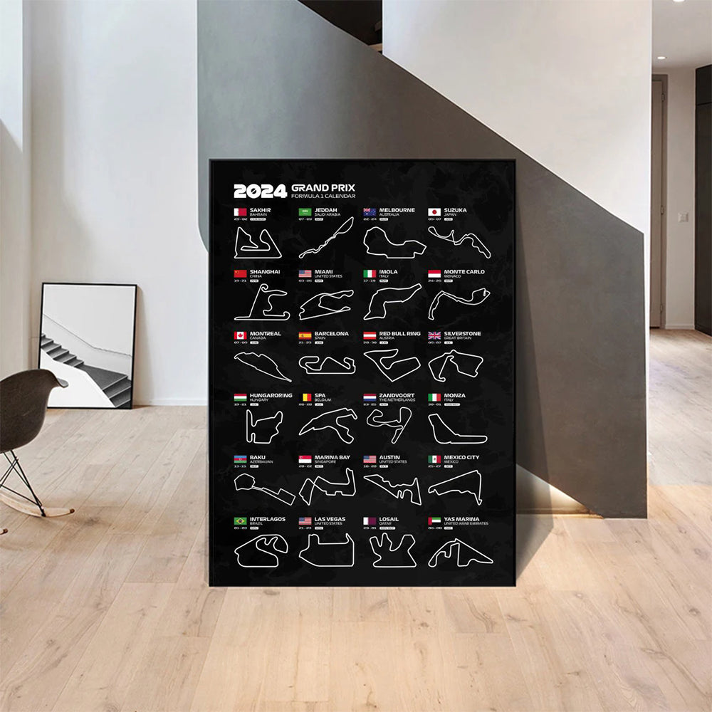 Racing Circuit Season Calendar Canvas Poster
