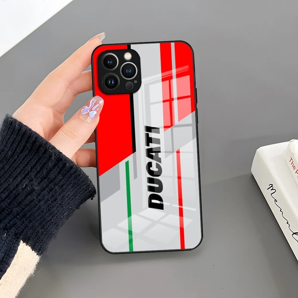 Metallic Track Theme Tempered Glass Phone Cover