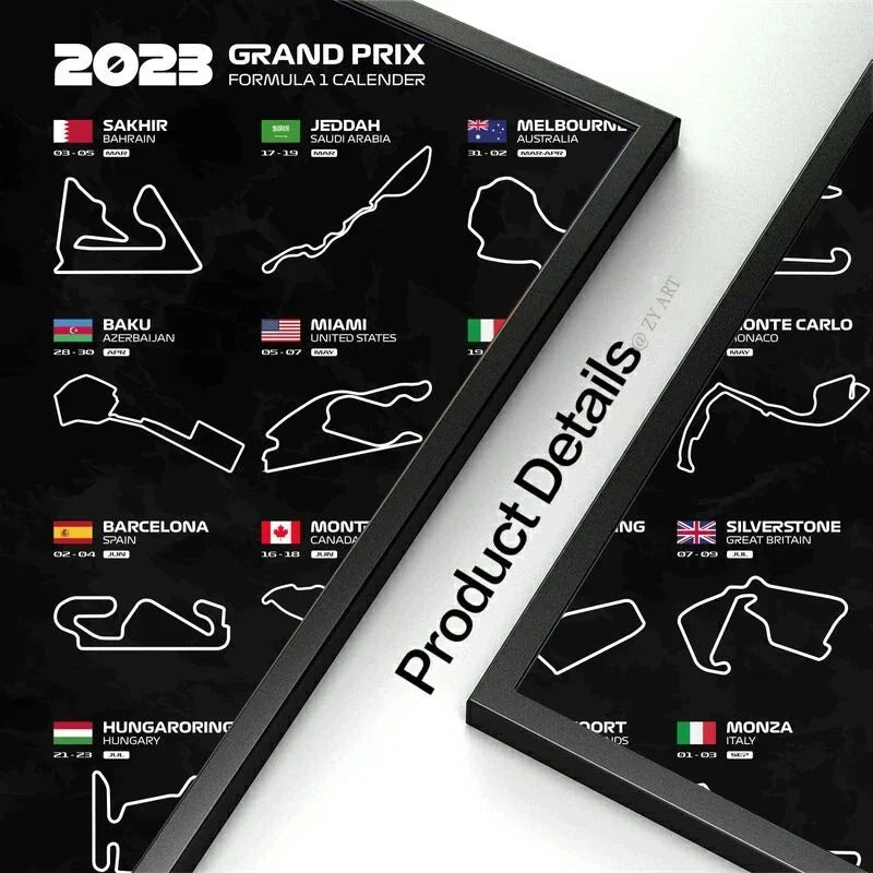 Racing Circuit Season Calendar Canvas Poster