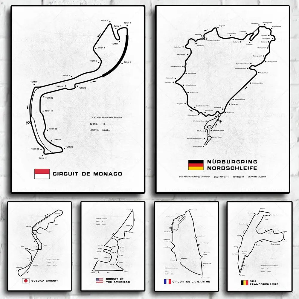 Racing Circuit Canvas Wall Art Poster - Imola & Monaco