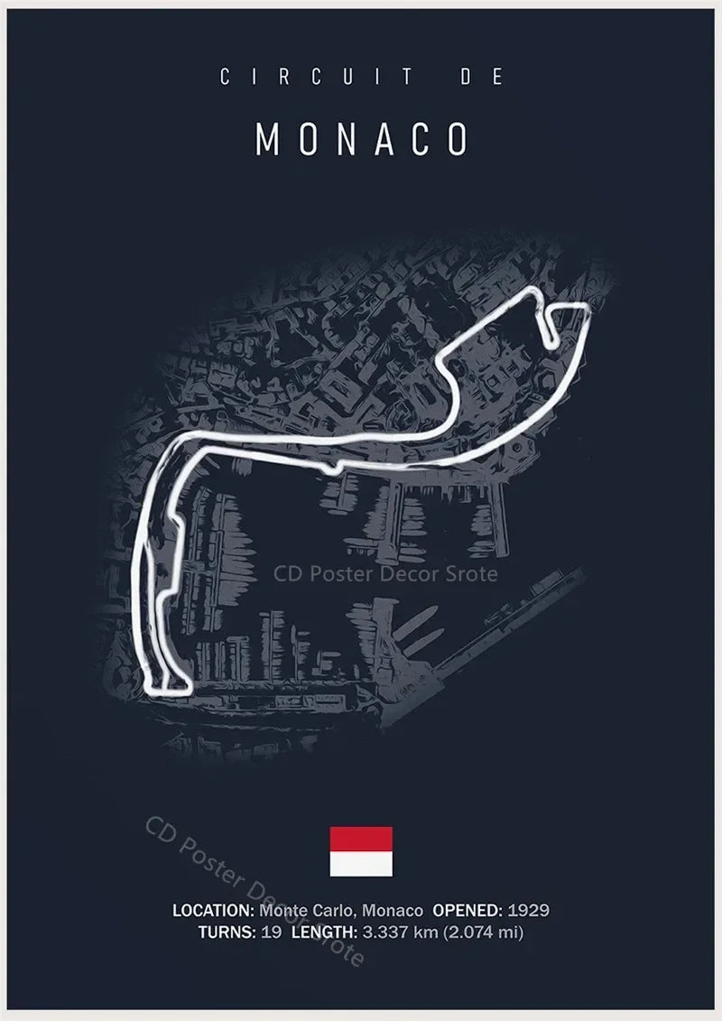 Racing Circuit Canvas Wall Art Poster - Imola & Monaco