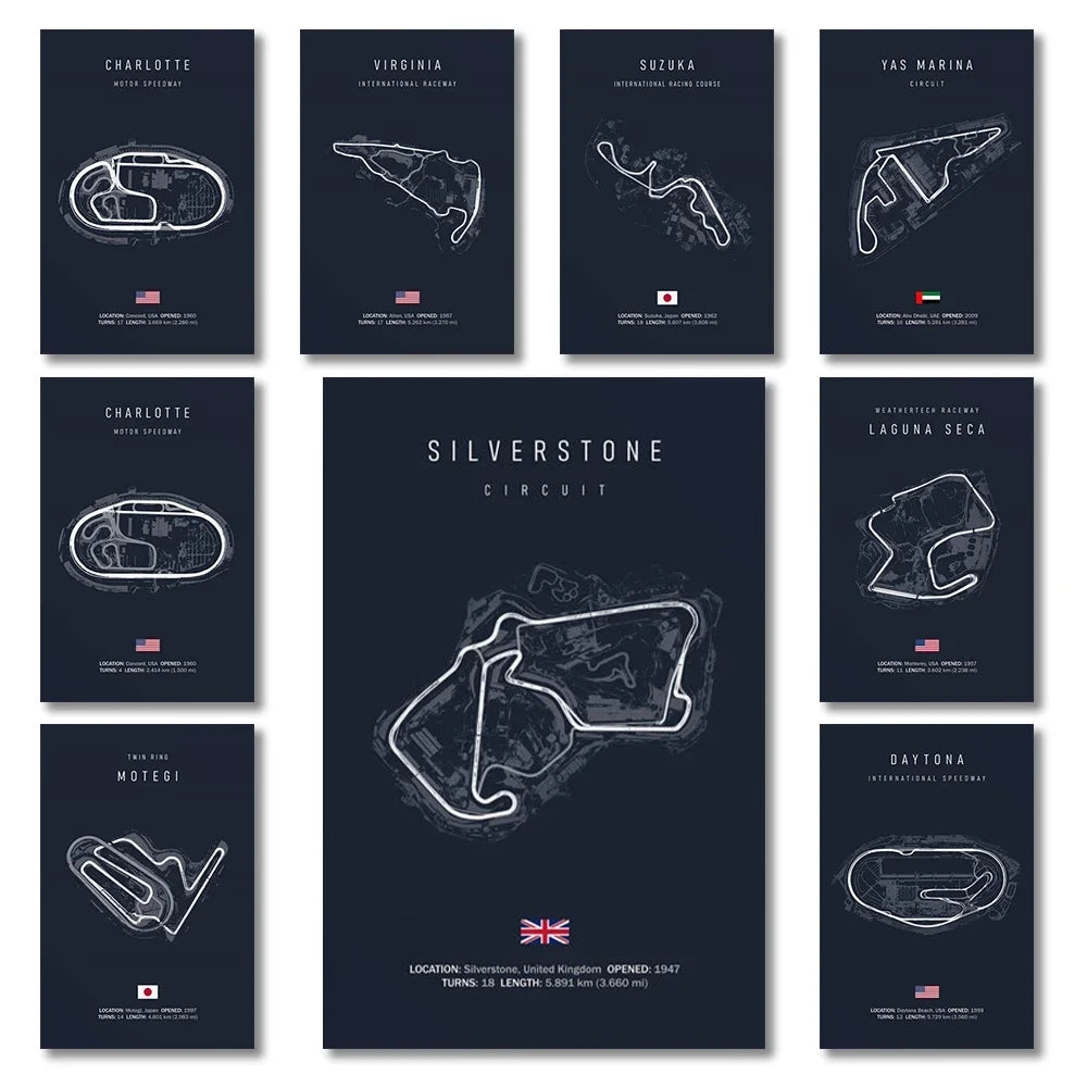 Racing Circuit Canvas Wall Art Poster