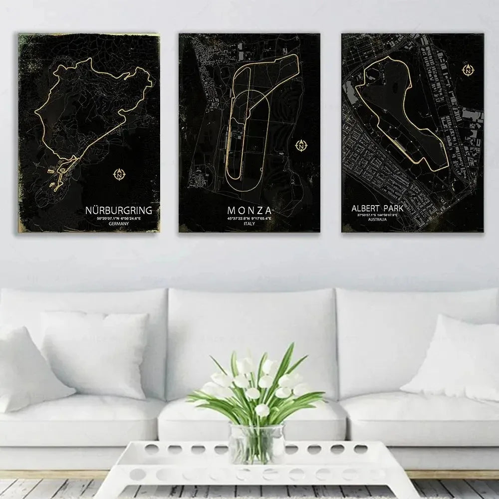 Racing Circuit Canvas Wall Art Poster - Monaco & Spa