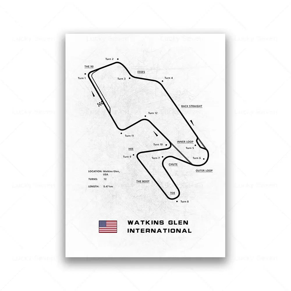 Minimalist Circuit Map Canvas Print - Unframed