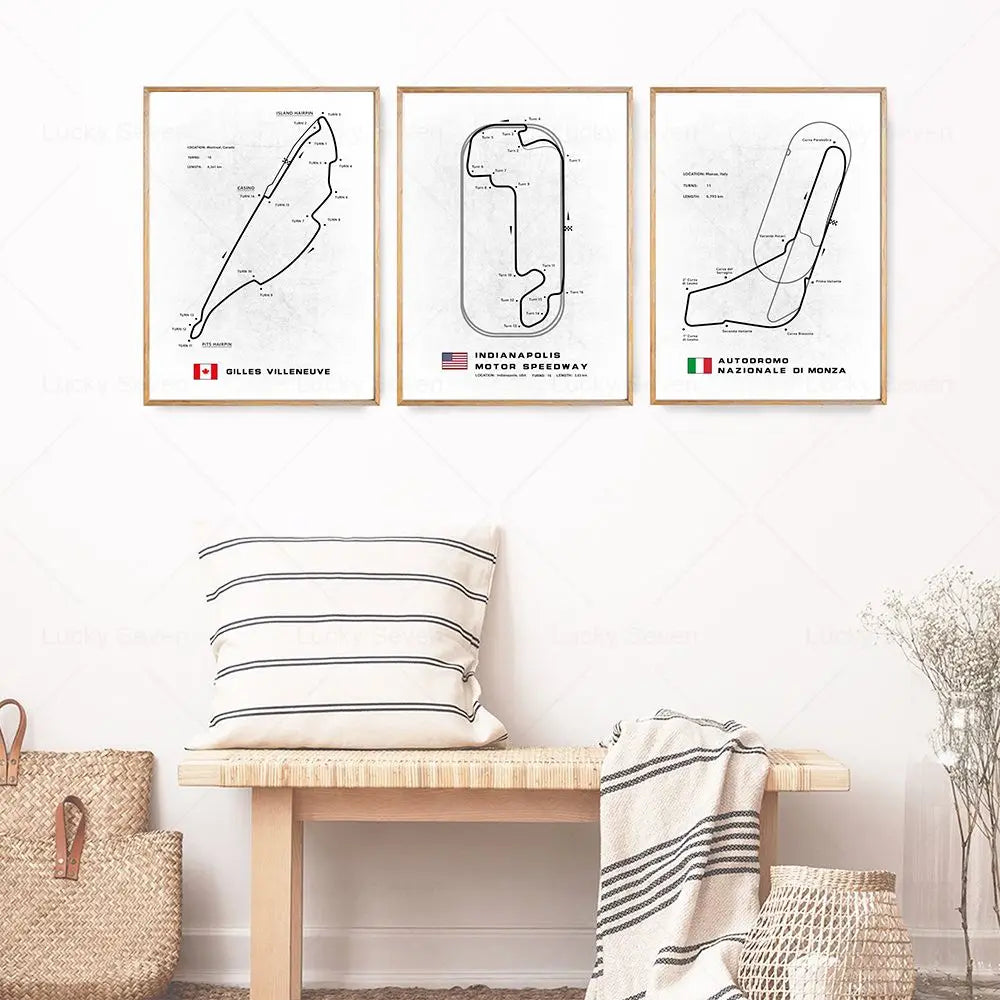 Minimalist Circuit Map Canvas Print - Unframed