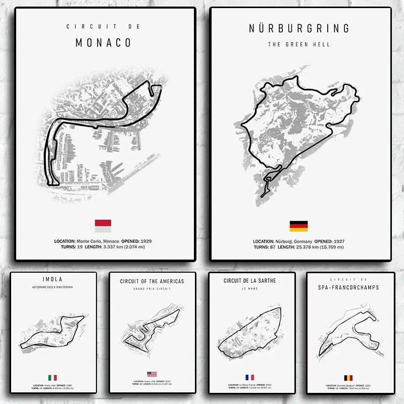 Racing Circuit Canvas Wall Art Poster