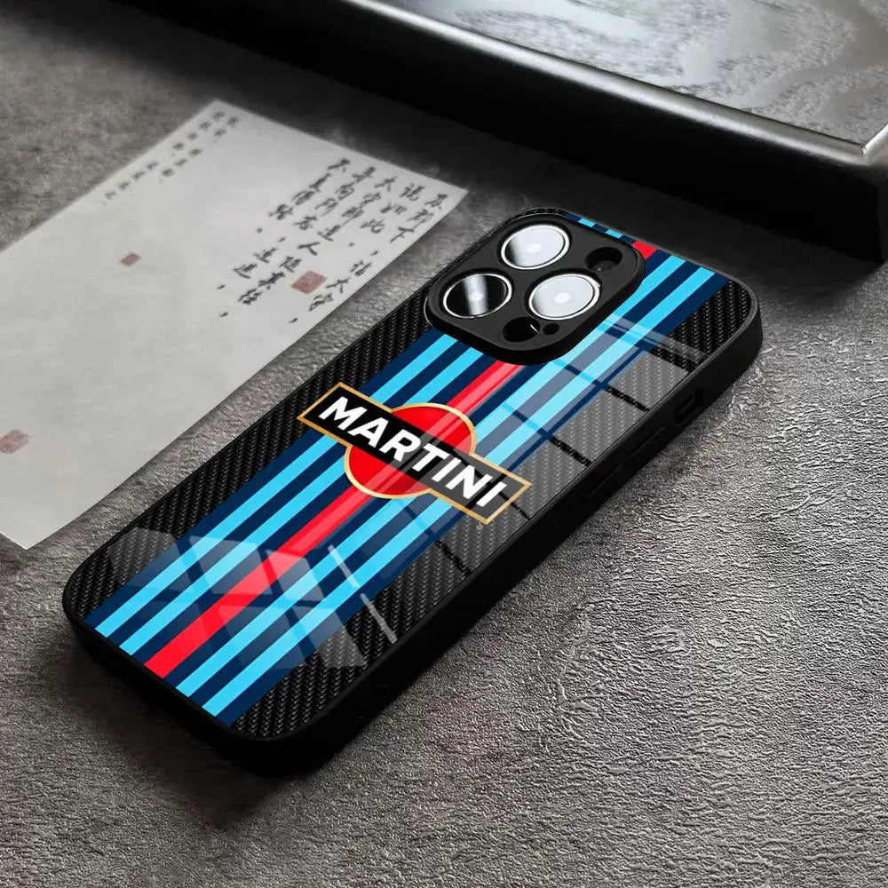 Racing Stripe Protective Phone Case - Glass Back