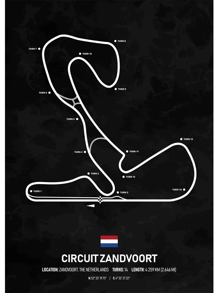 Racing Circuit Season Calendar Canvas Poster