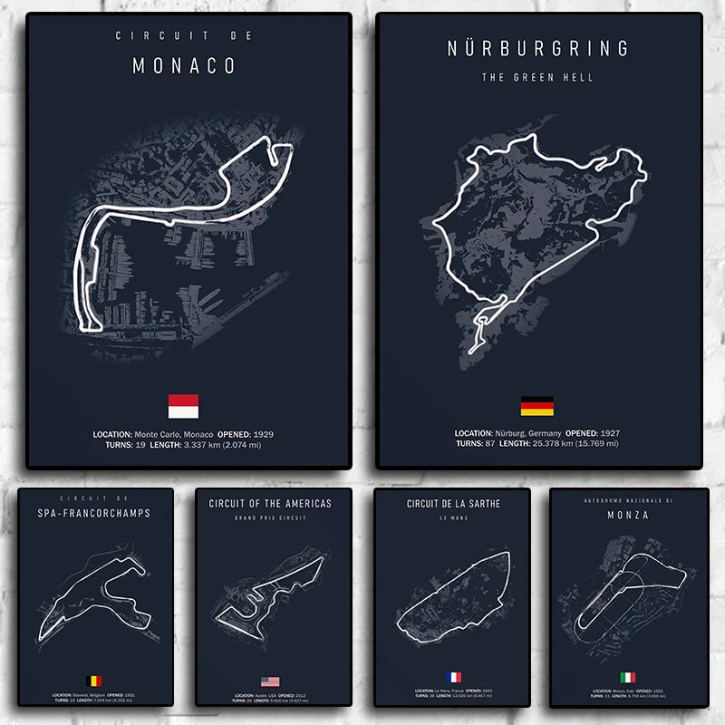 Racing Circuit Canvas Wall Art Poster - Imola & Monaco