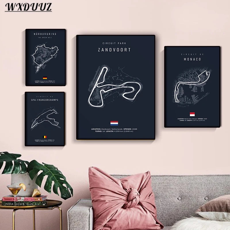 Racing Circuit Canvas Wall Art Poster - Imola & Monaco