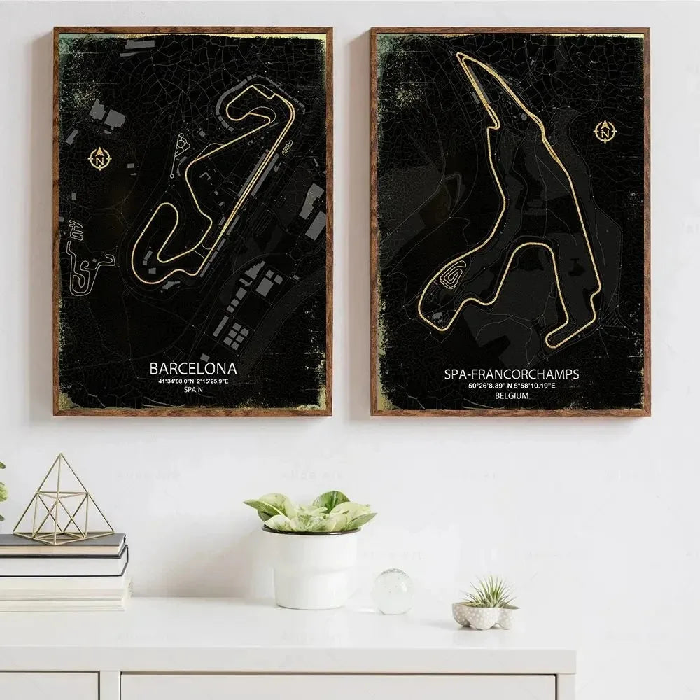 Racing Circuit Canvas Wall Art Poster - Monaco & Spa