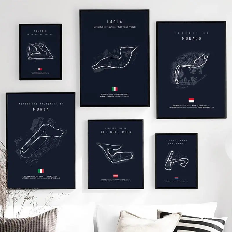 Racing Circuit Canvas Wall Art Poster - Imola & Monaco