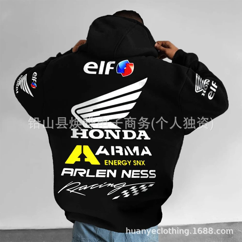 Motorcycle Graphic Pullover Hoodie