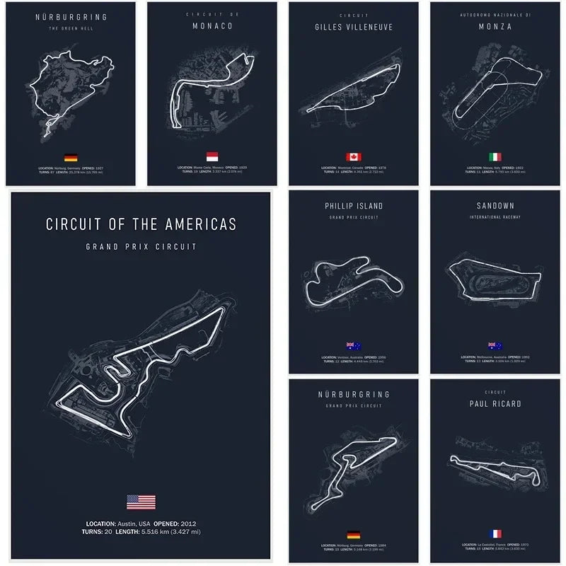 Racing Circuit Canvas Wall Art Poster - Imola & Monaco