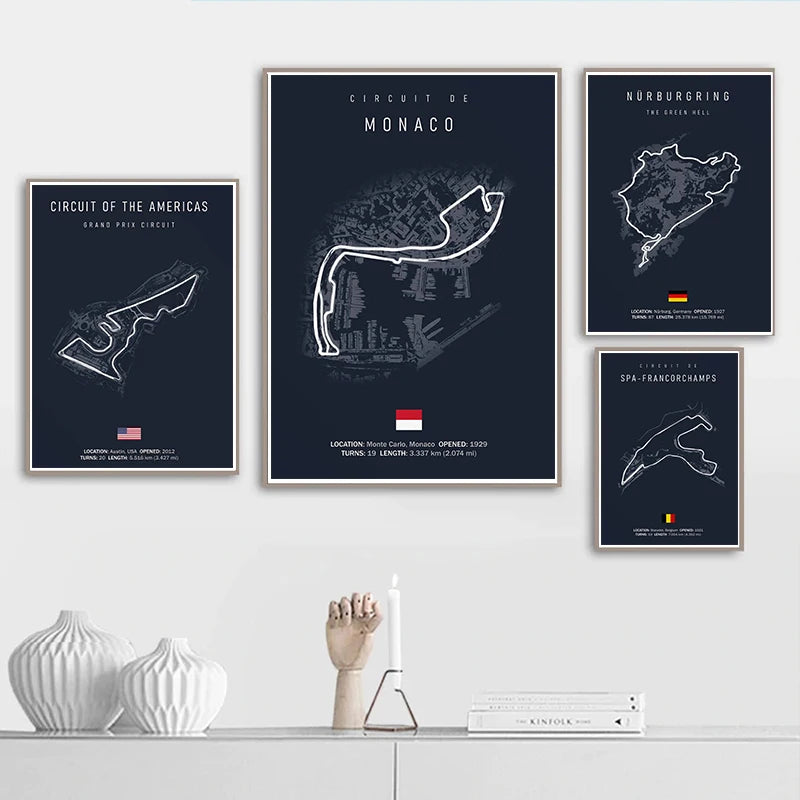Racing Circuit Canvas Wall Art Poster - Imola & Monaco