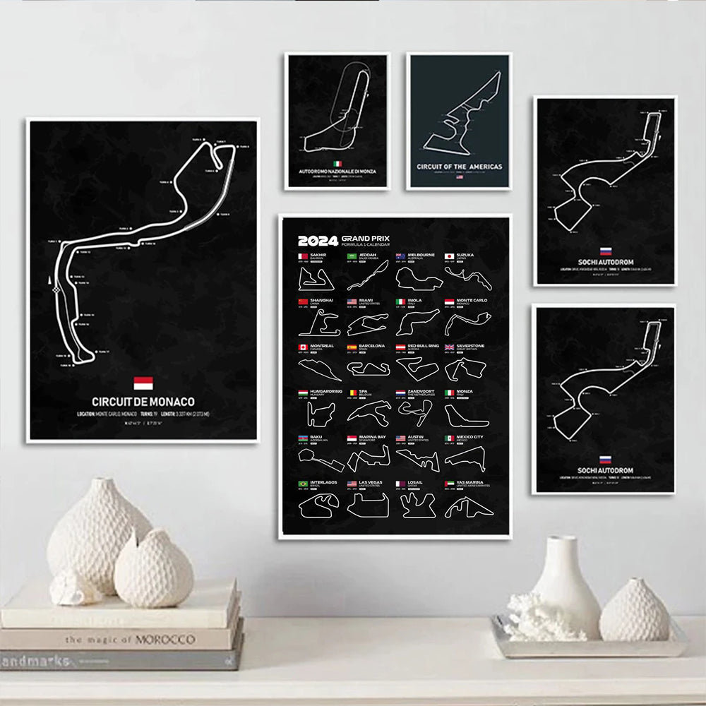 Racing Circuit Season Calendar Canvas Poster