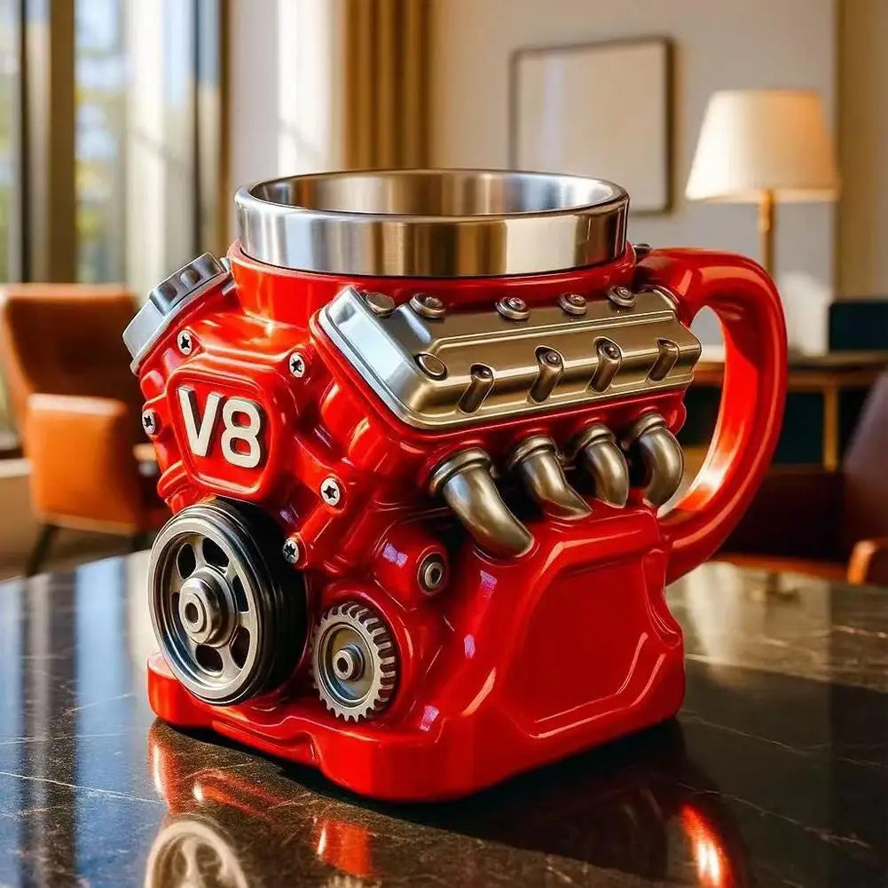 V6/V8 Engine Stainless Steel Coffee Mug