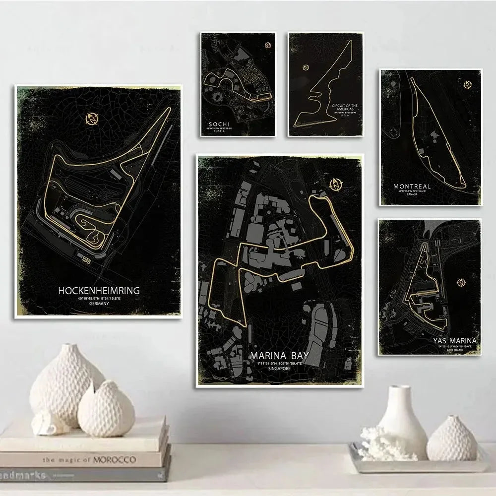 Racing Circuit Canvas Wall Art Poster - Monaco & Spa