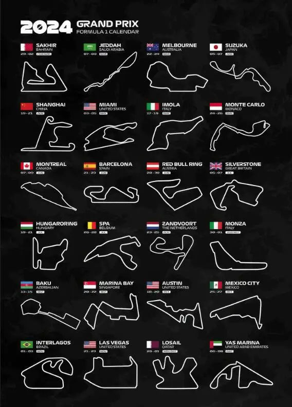 Racing Circuit Season Calendar Canvas Poster