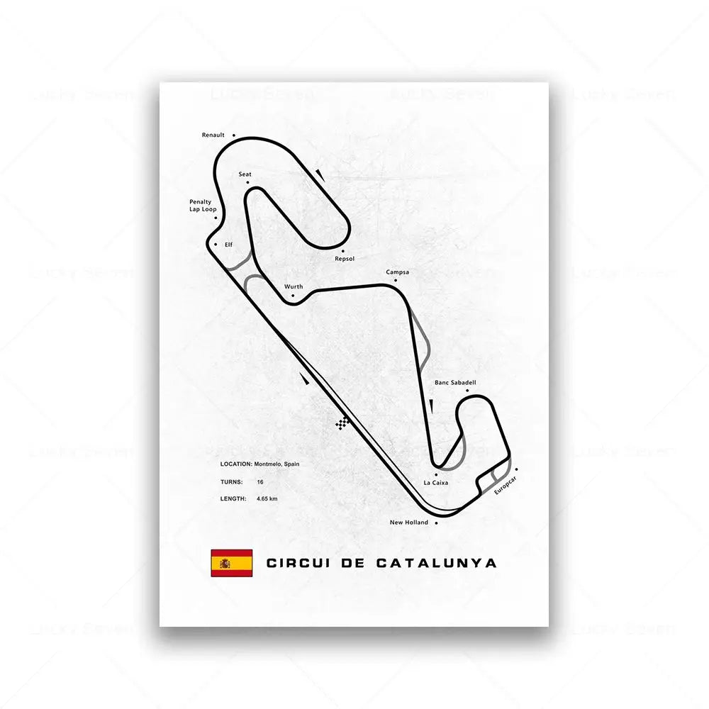 Minimalist Circuit Map Canvas Print - Unframed
