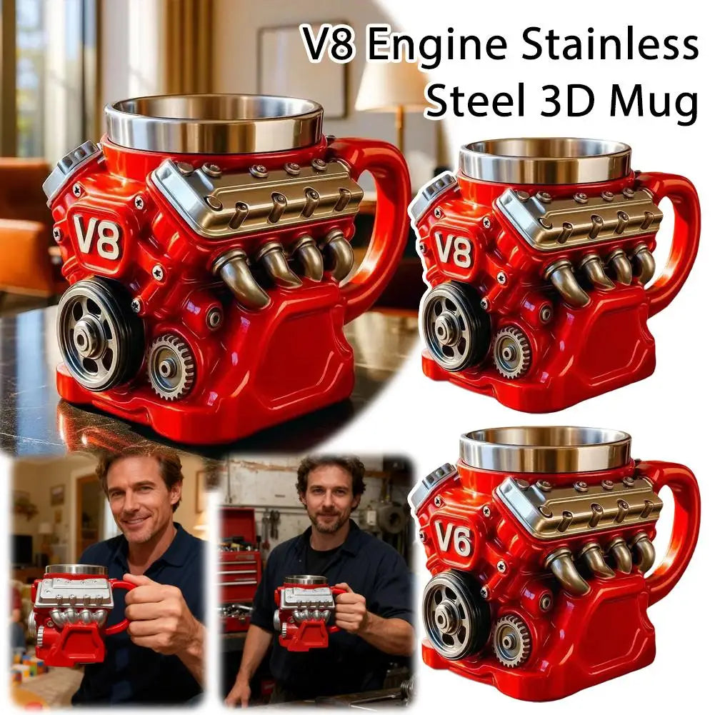 V6/V8 Engine Stainless Steel Coffee Mug